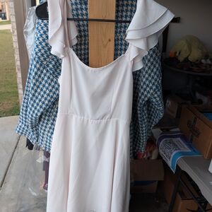 Flutter Sleeve Mini Dress With Back Tie